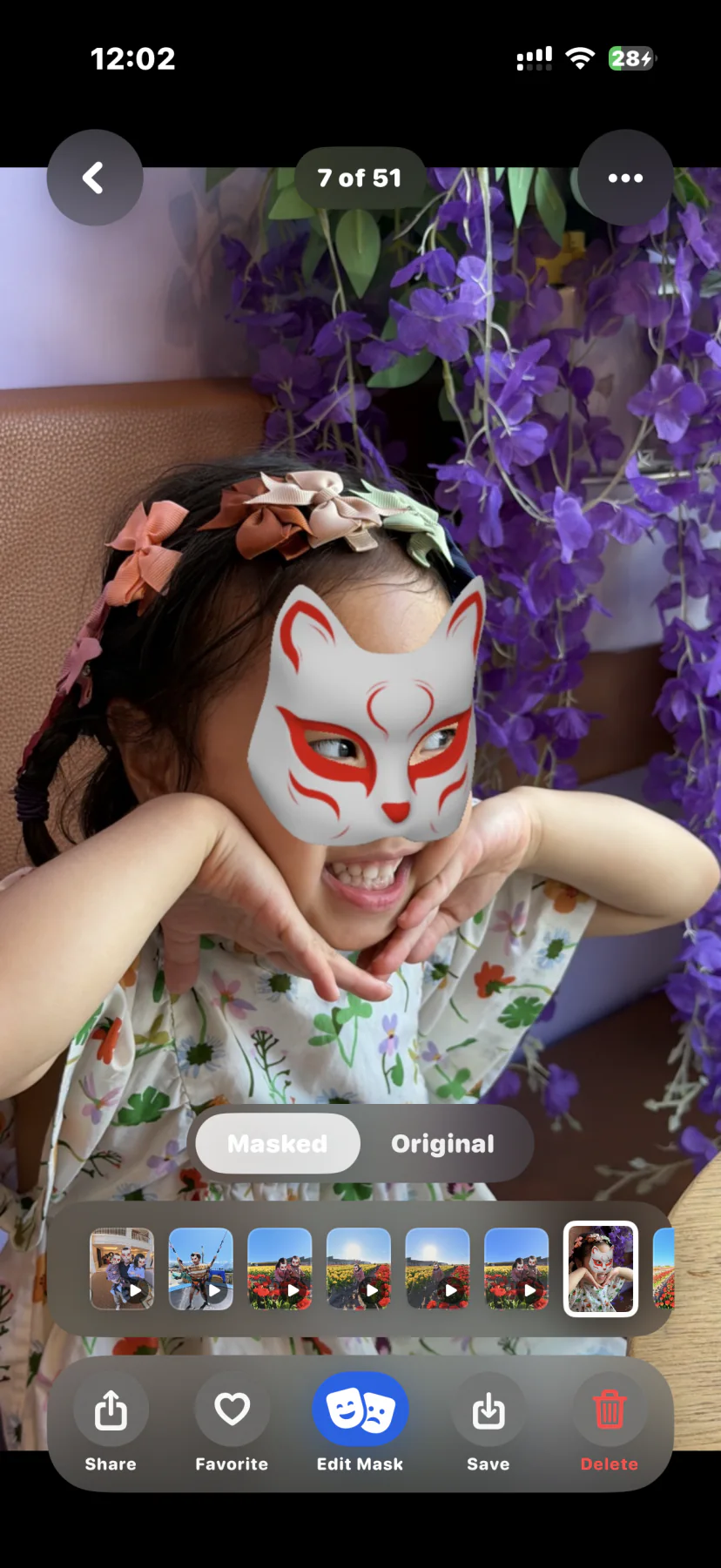 The Maskerij review screen with Masked and Original comparison controls